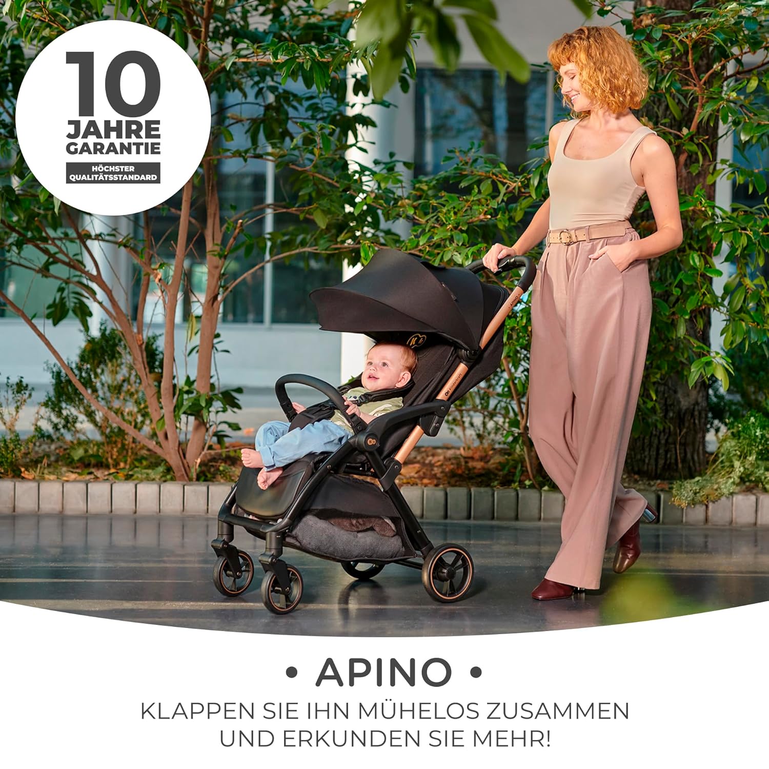 Kinderkraft APINO Buggy bis 22 kg, Liegebuggy, Kinderwagen, Leicht - 7,5kg, Automatisches zusammeklappen, Verstellbare Rückenlehne bis zur Liegeposition, ideal für Reisen, Beige