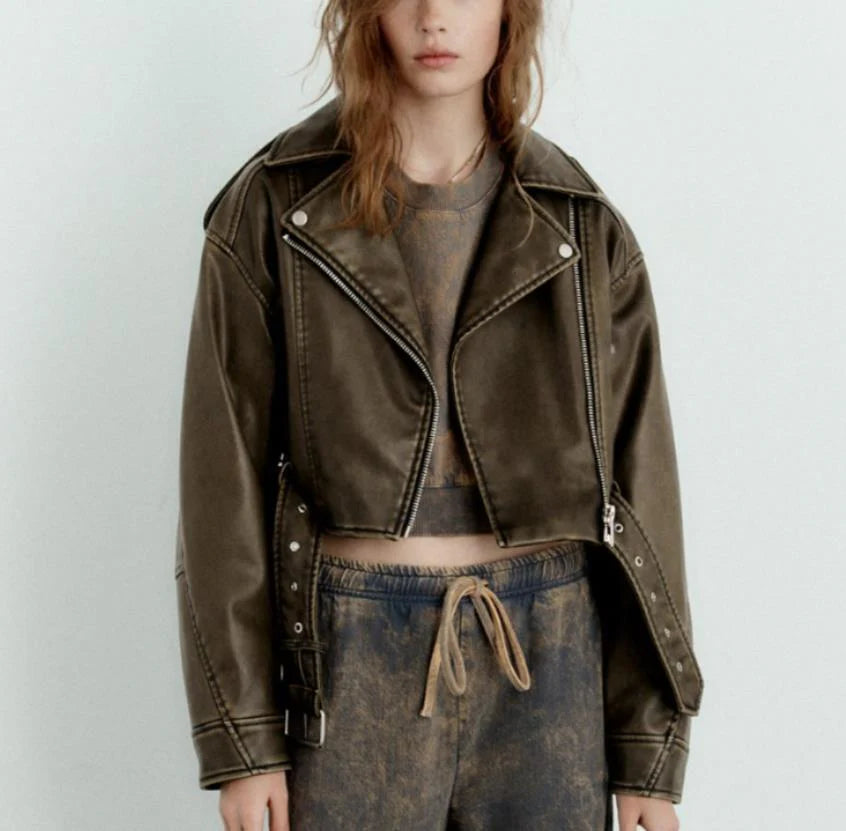 bergroe Lederjacke für Damen