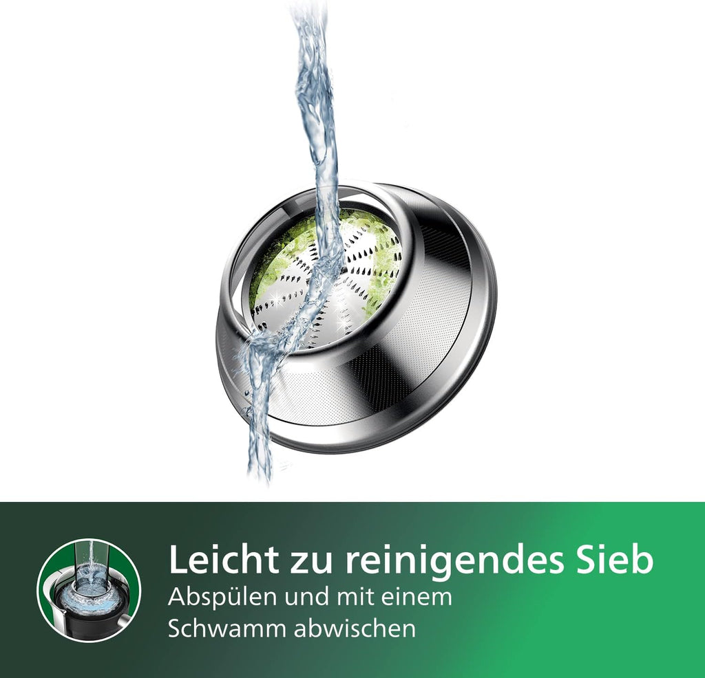 Philips Centrifuga – 1100W, 2L, App di ricette HomeID, Apertura extra-large, QuickClean (HR1921/20), 25 x 43.2 x 29.6 cm, Acciaio inossidabile