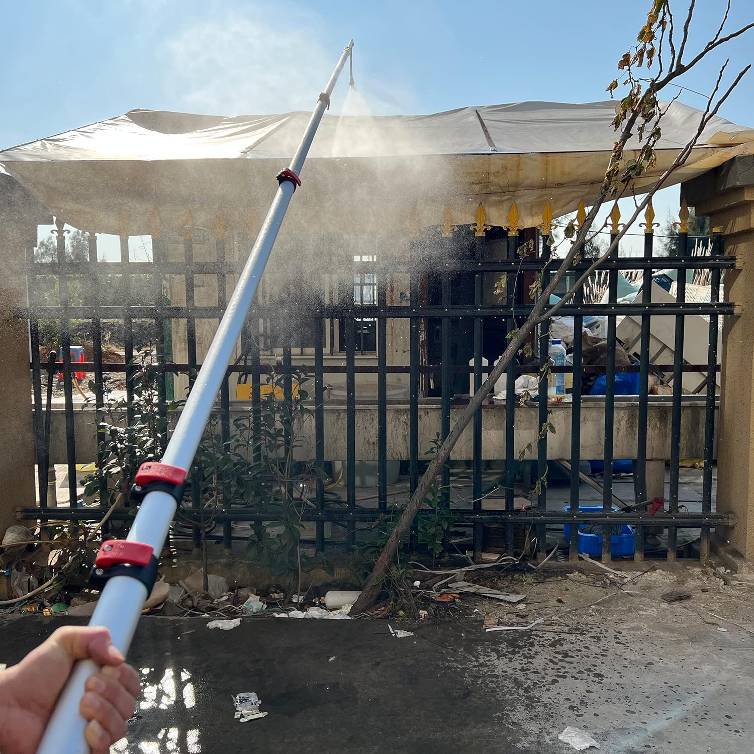 M MINGLE Teleskop-Hochdruckreiniger-Zauberstab, 6 m, Aluminium, Hochleistungsreiniger, Teleskop-Sprühstab mit 2 Verlängerungsstäben, 5 Sprühdüsenspitzen, 2 Kupplungen und Stützriemen, 4000 PSI