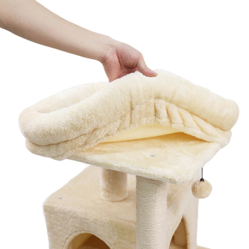 PERCHO Kratzbaum – Mehrstckiger Katzenbaum mit Spielplattform und Kuschelhhle