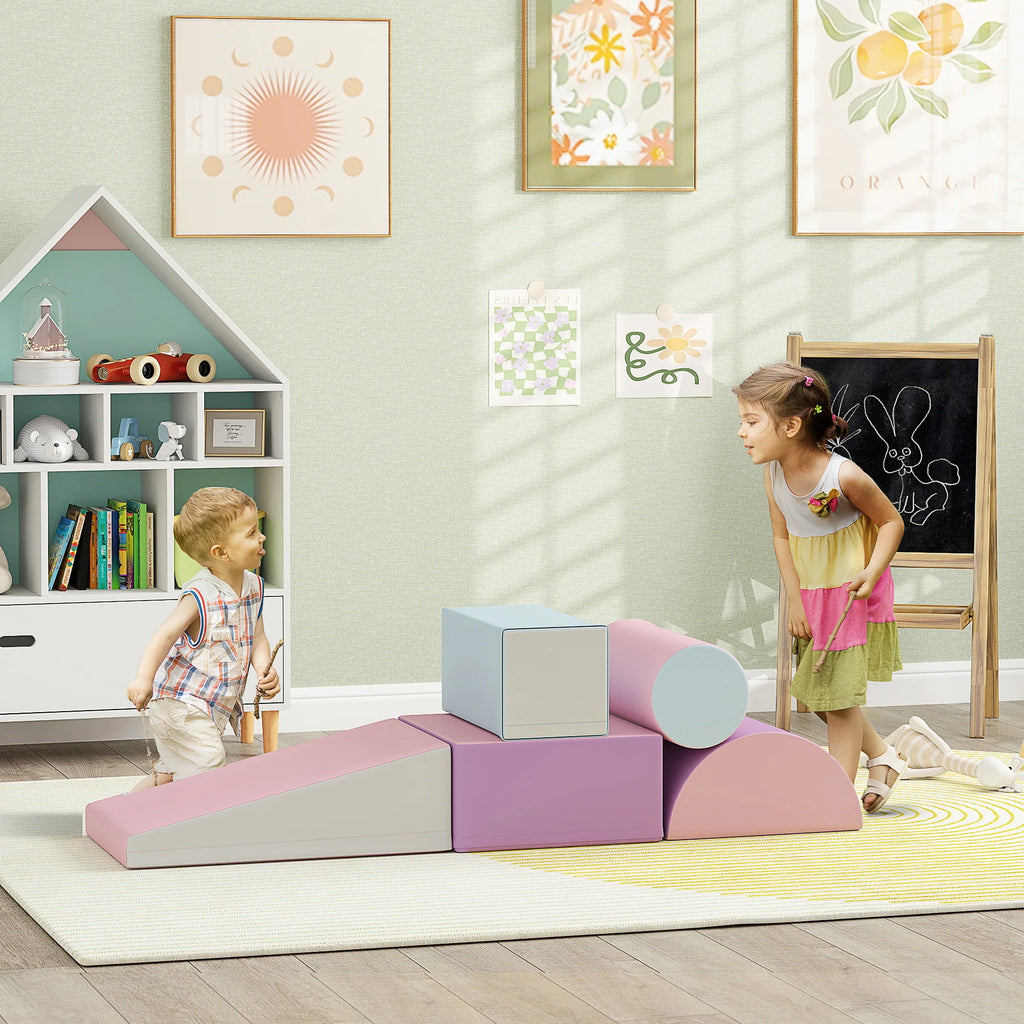 HOMCOM Set 5 Blocchi Morbidi – Giocattolo da Costruzione per Bambini Piccoli