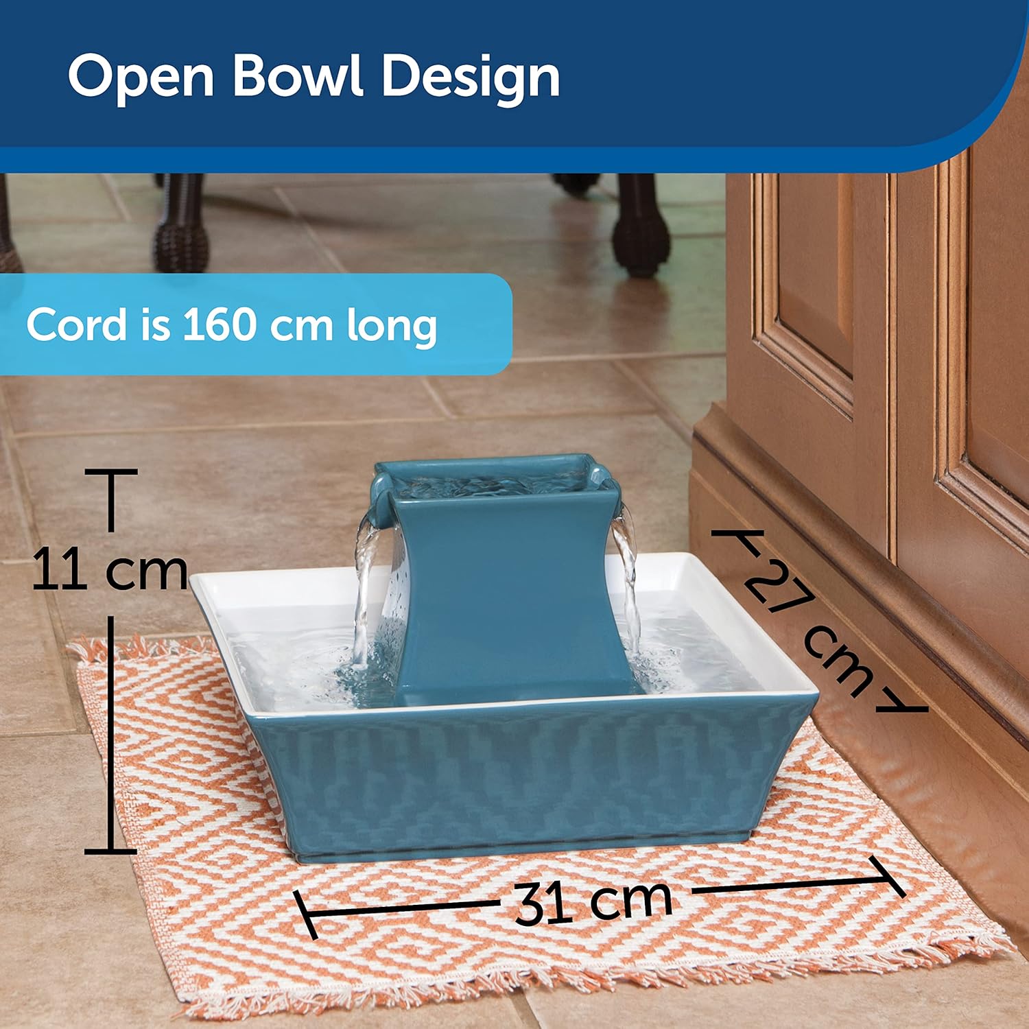 PetSafe Drinkwell Keramik Pagodenbrunnen, Trinkbrunnen für Katzen und Hunde, Dual Water Stream - 2 Liter, Rot