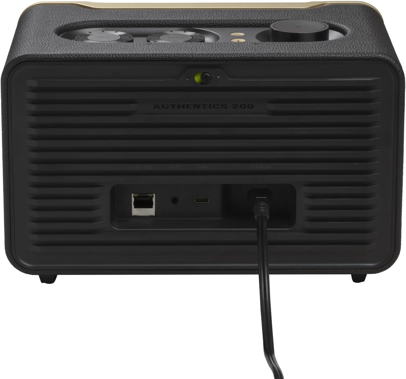 JBL Authentics 200 Smart Home Altoparlante – Cassa Bluetooth dal design retrò anni '70 – Con griglia Quadrex, Google Assistant, Alexa, AirPlay e JBL One App – Nero