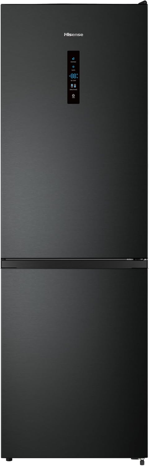 Hisense RB327N4ADD Frigorifero Combinato, Classe Energetica D, Total NoFrost, Porta Reversibile, Griglia Portabottiglie, Vano Frigo 171 Litri, Vano Congelatore 85 Litri, Look Acciaio Inox