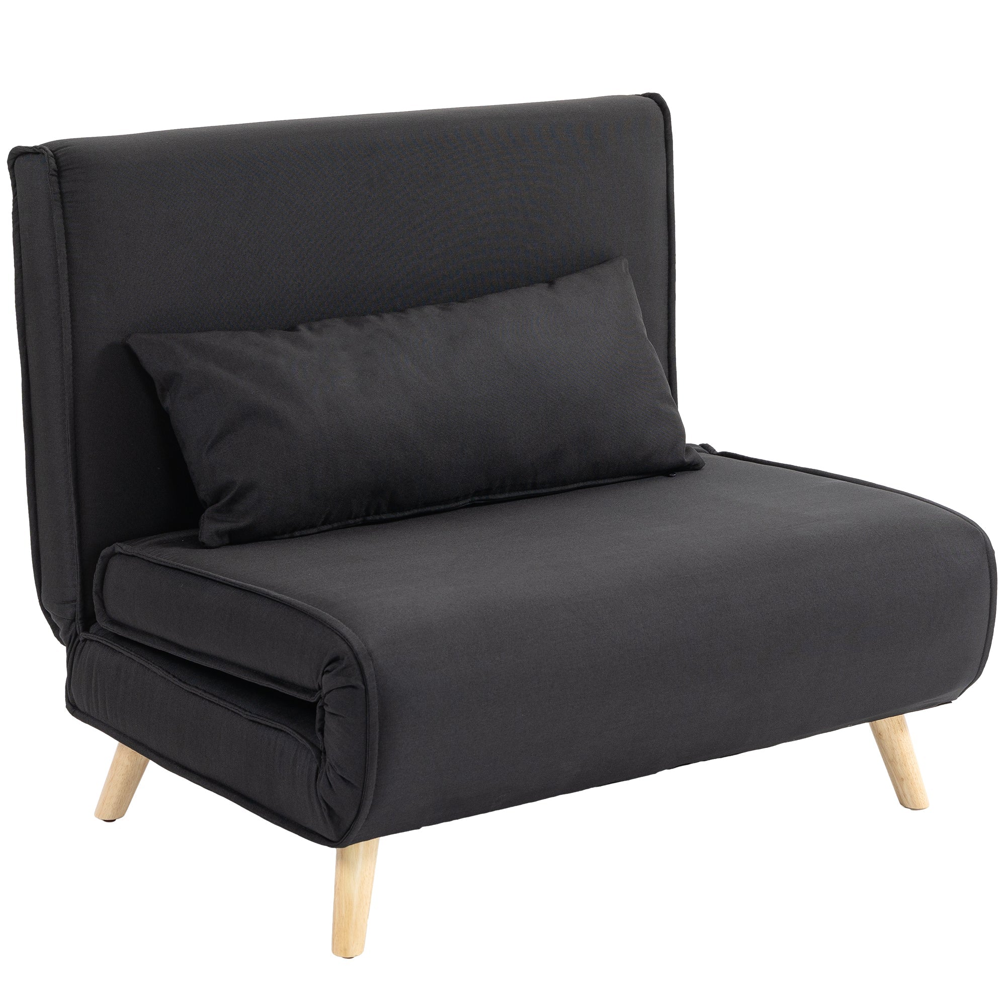 HOMCOM Poltrona Letto 2 in 1 con Schienale Regolabile Effetto Lino
