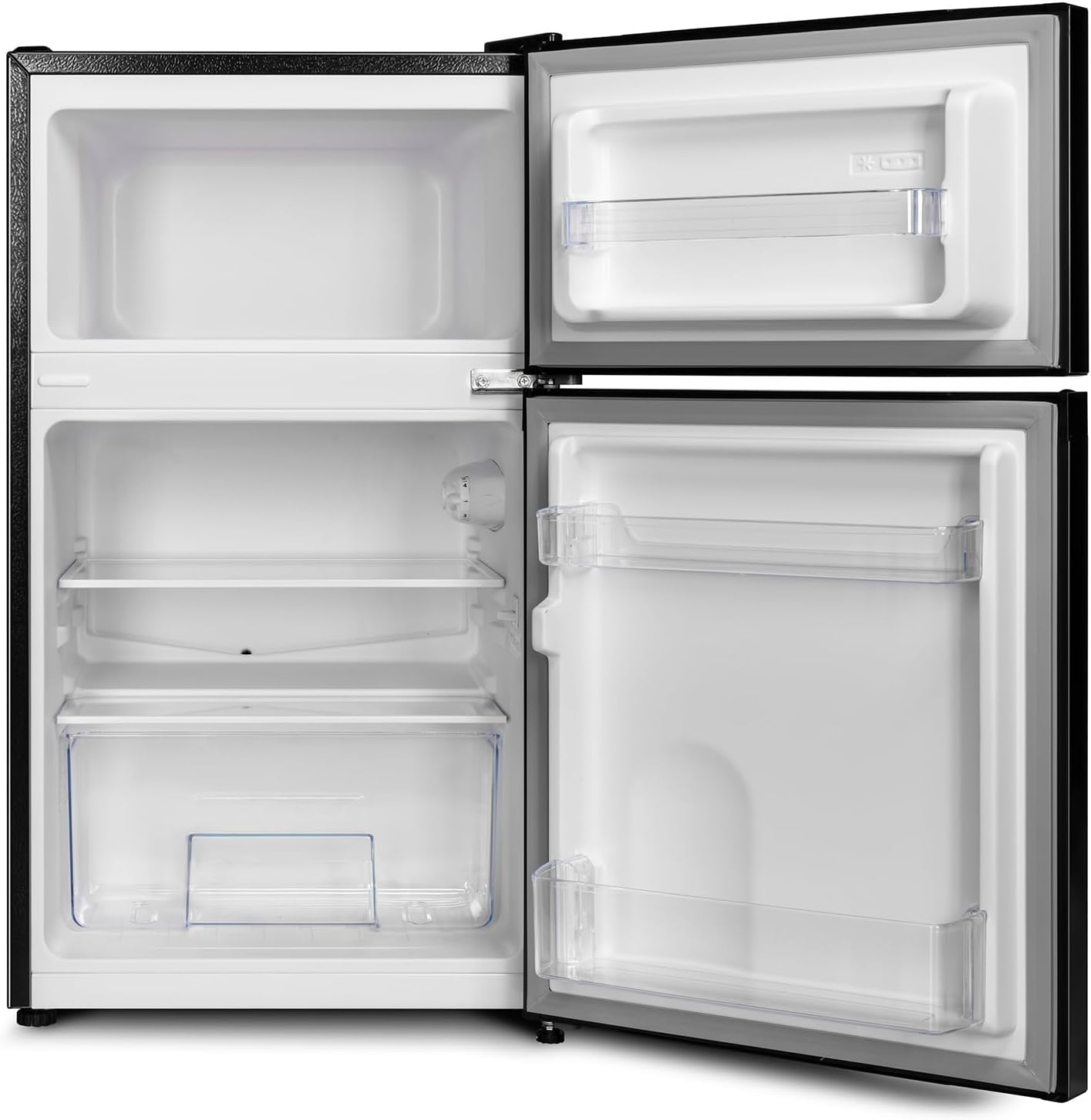CHIQ CTT107BC Frigorifero Piccolo 107 Litri, Altezza 84 cm, Profondità 55 cm, Ingombro di soli 0,3 ㎡, Micro-Congelatore, Vario Box, 7 Livelli di Controllo della Temperatura, Silenzioso, 87 kWh/anno, Nero