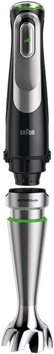 Braun MultiQuick 9 MQ 9187XLI Frullatore a immersione – Frullatore a immersione con tecnologia Active PowerDrive e 5 accessori per tritare, pestare, frullare e tritaghiaccio, 1200 Watt, nero/acciaio inox