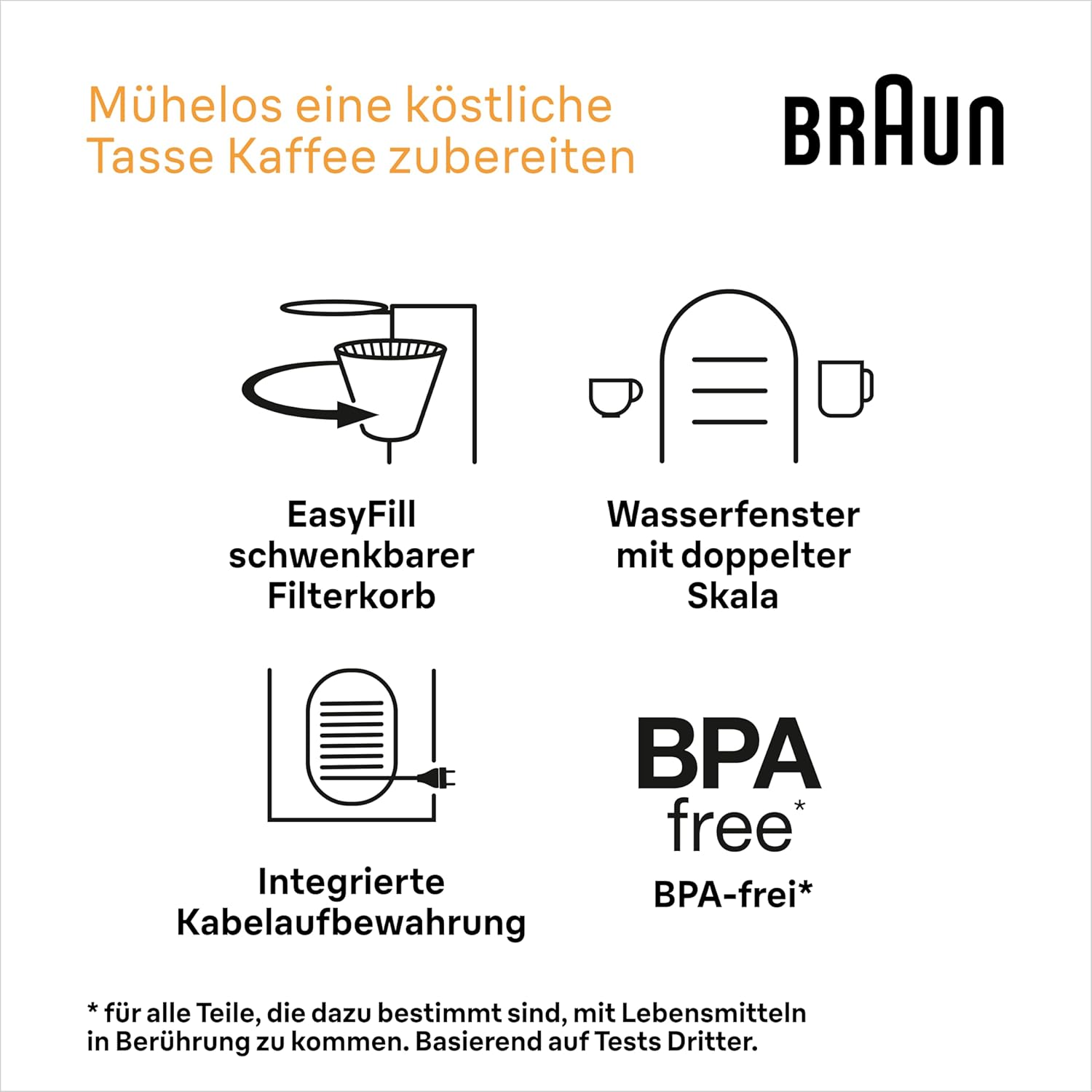Braun PurShine KF1505 BK Filterkaffeemaschine, 1,2L Edelstahl-Thermokanne für bis zu 9 Tassen, OptiBrew-System, Tropf-Stopp-Funktion, schwenkbarer Filterkorb, Automatische Abschaltung, 1000W, Schwarz