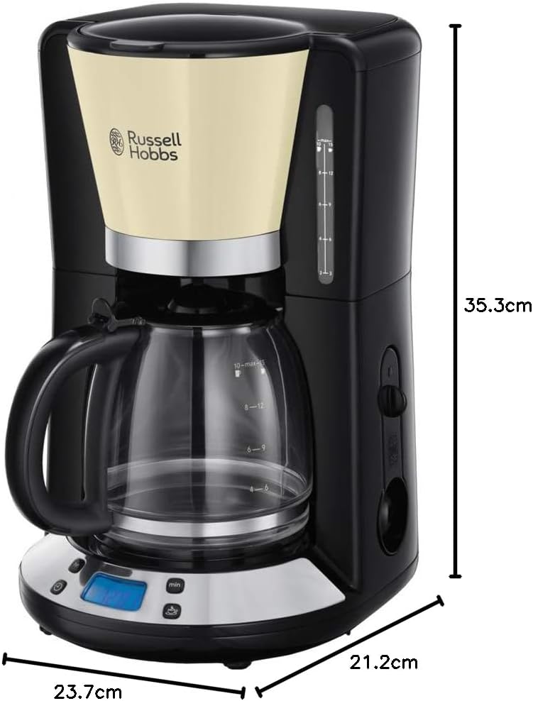 Russell Hobbs Frühstücksset Colours+ Creme: Kaffeemaschine 24033-56 [Digitaler Timer] + Wasserkocher 20415-70 [1,7l, 2400 W] + Toaster 26551-56 [für 2 Scheiben], Frühstücksserie