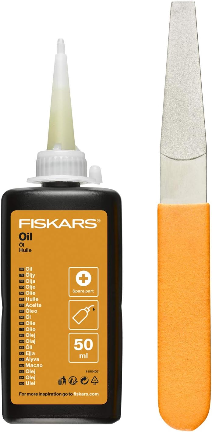 Fiskars Spindelmher, Rasenmher mit berührungslosem Schneidesystem, Schnittbreite: 43 cm, StaySharp Plus, Schwarz/Orange/Silber, 1015649