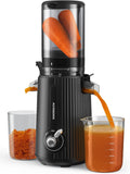 ACOQOOS Spremiagrumi, Spremiagrumi per Frutta e Verdura con imboccatura da 110 mm, Spremiagrumi a Bassa Velocità Facile da Pulire con 2 Tazze Nero