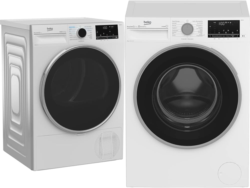 Beko B5T4824IF bPRO Asciugatrice 500 W, 8 kg, Carica Frontale, Pompa di Calore, Adatta per chi soffre di allergie, 15 Programmi, Funzione Vapore, Antipiega, Programma Silenzioso, Cesto AquaWave, Bianco