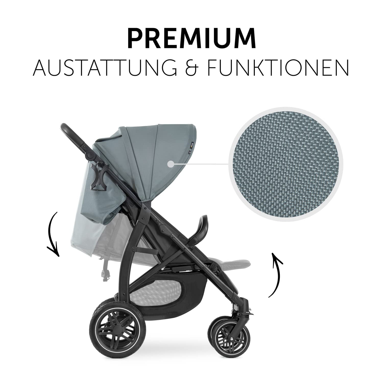 hauck Buggy Rapid 4D per bambini dalla nascita fino a 22 kg con funzione reclinabile, pneumatici in gomma, portabevande, UPF 50+, compatto, cestino XL fino a 3 kg (Jungle Green)