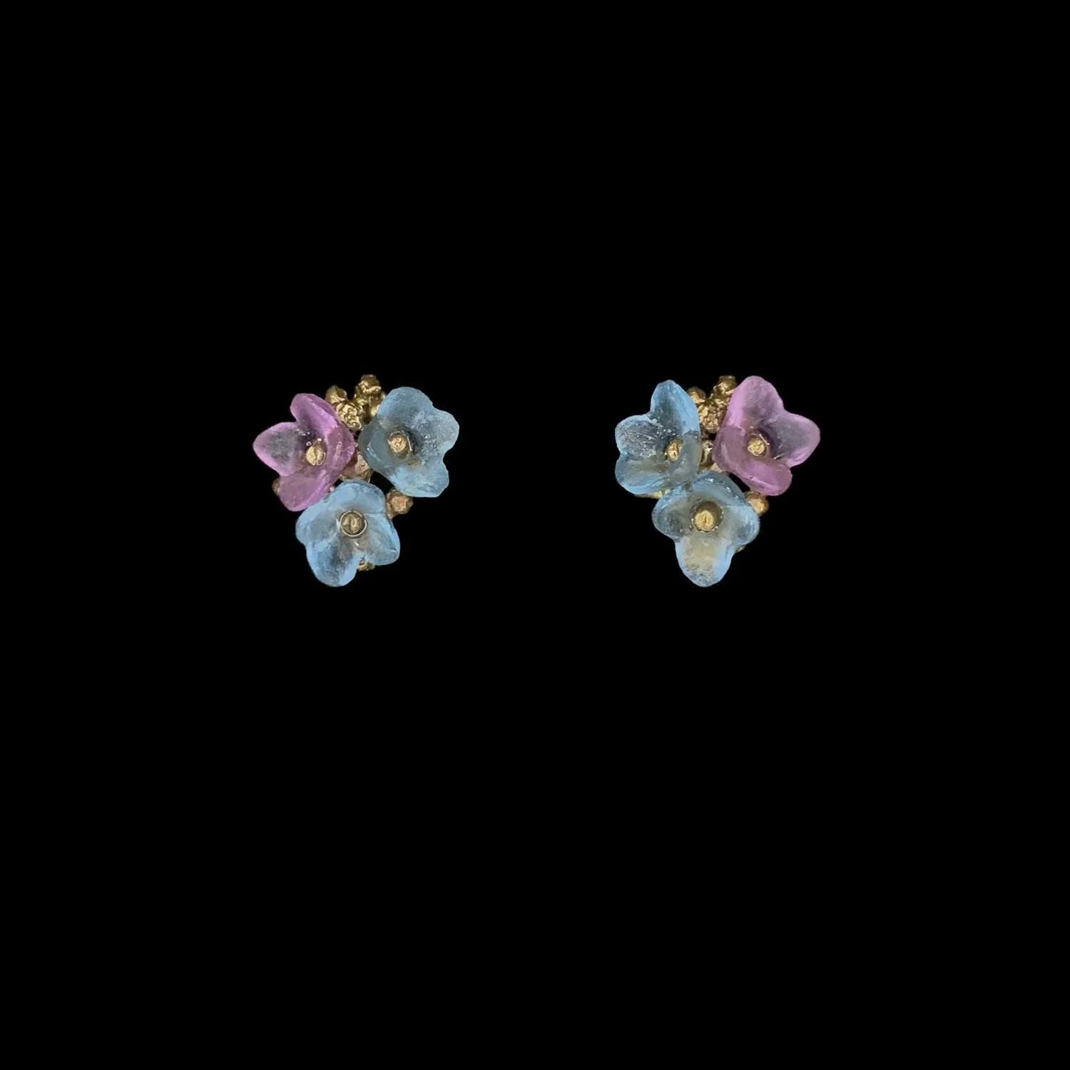 Orecchini a perno con ortensie blu - Delicati