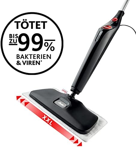 Vileda Steam PLUS XXL Dampfreiniger, hygienische Bodenreinigung von groen Flchen, entfernt bis zu 99,9% der Bakterien und Viren*, für alle Bden, ideal für Teppiche, breit