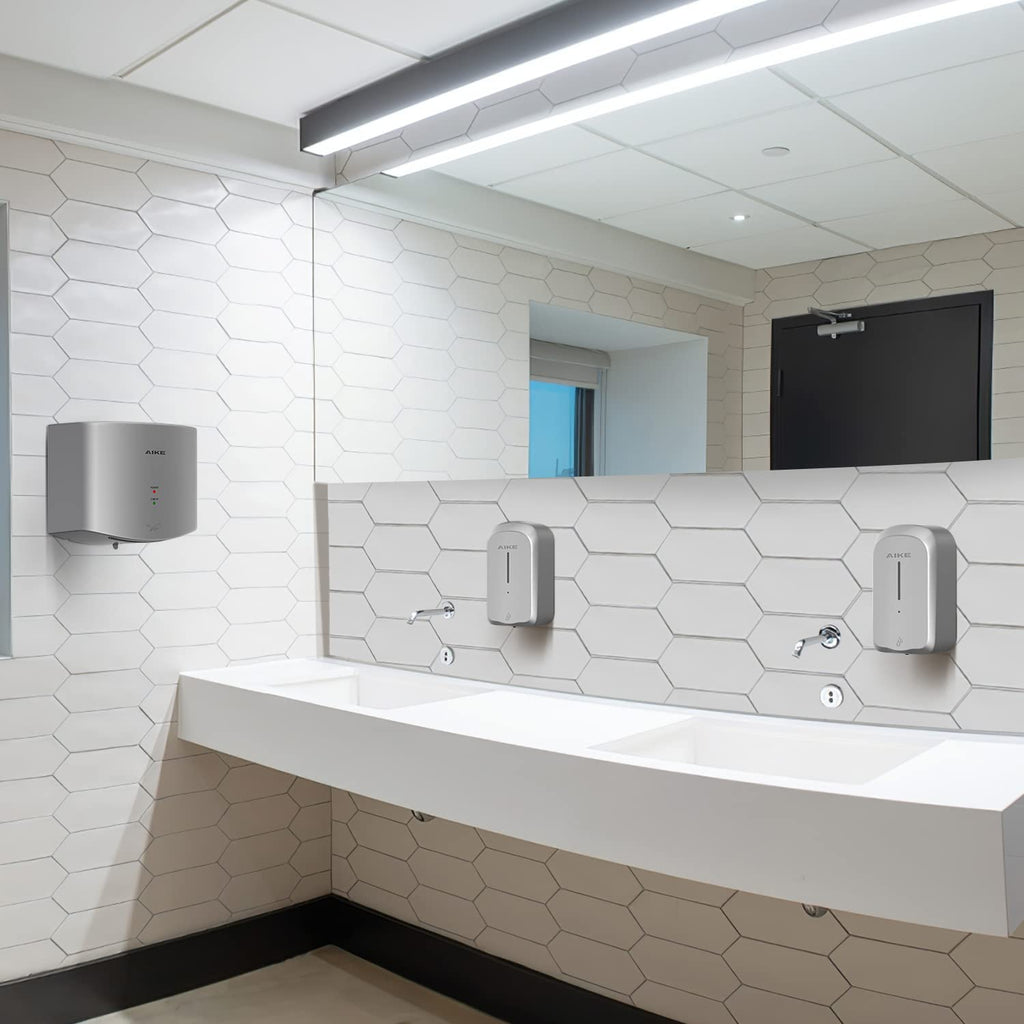 AIKE Hndetrockner 10 Sekunden Trocknen Energiesparend Kommerziell Elektrischer Hndetrockner Automatisch für Küche Badezimmer Toilette AK2630S 220V 1400W Silber