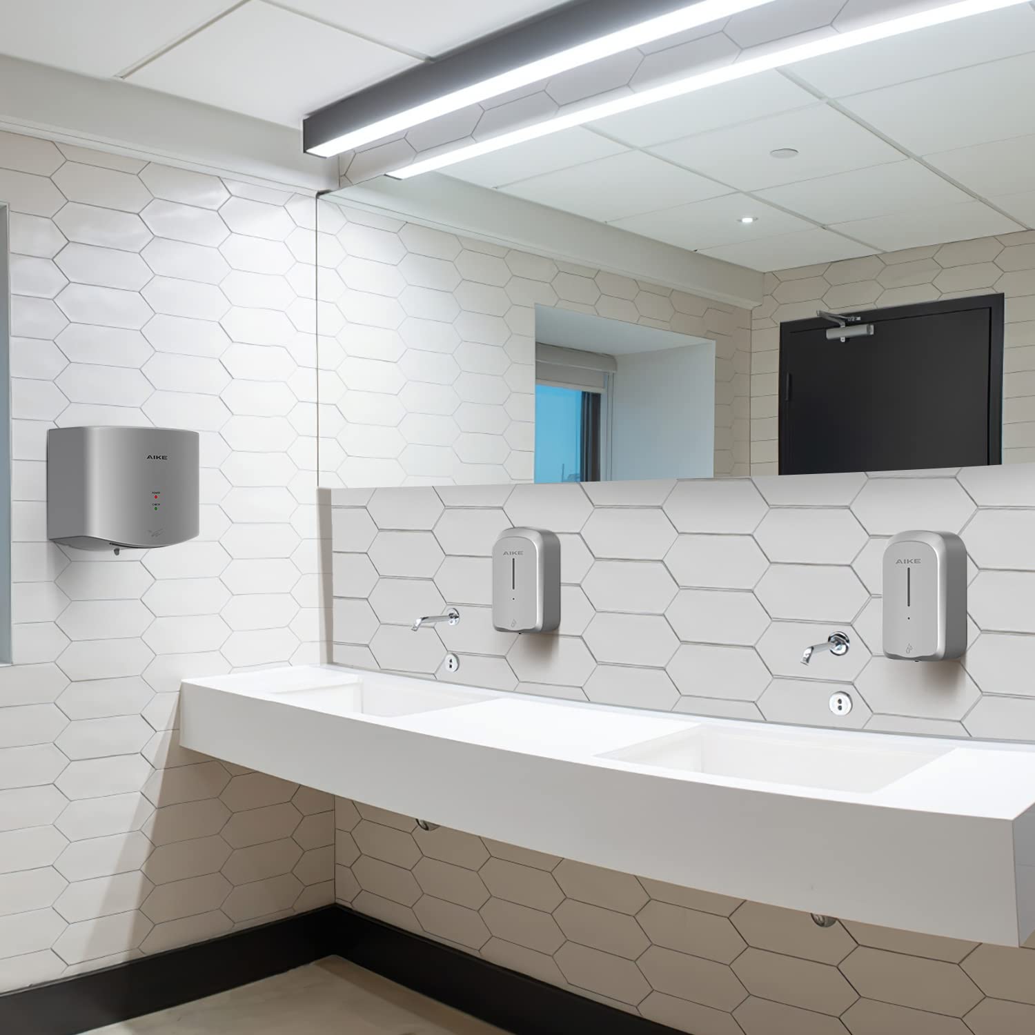 AIKE Hndetrockner 10 Sekunden Trocknen Energiesparend Kommerziell Elektrischer Hndetrockner Automatisch für Küche Badezimmer Toilette AK2630S 220V 1400W Silber