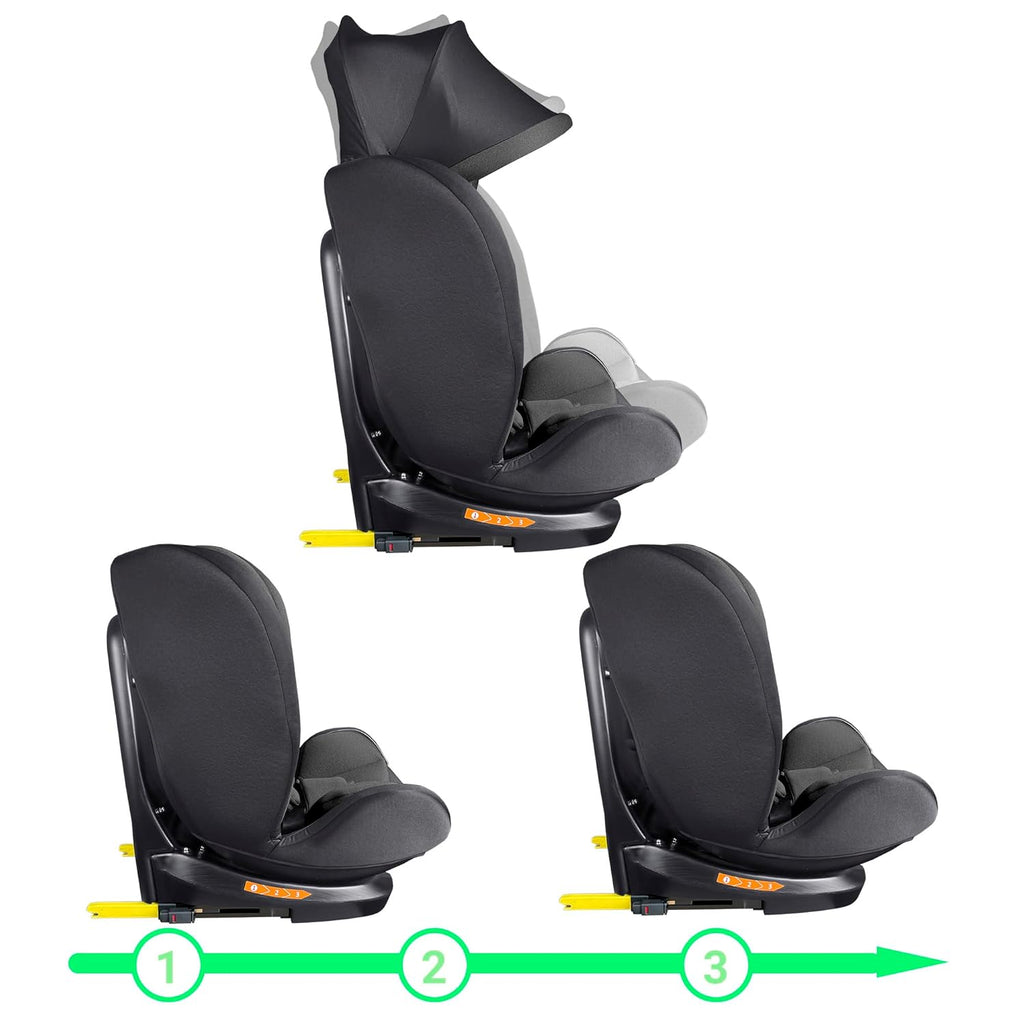 XOMAX XZ-16 Kindersitz drehbar 360° mit ISOFIX und Liegefunktion I mitwachsend I 0-36 kg, 0-12 Jahre, Gruppe 0/1/2/3 I 5-Punkt-Gurt und 3-Punkt-Gurt I Bezug abnehmbar, waschbar I ECE i-Size 129R