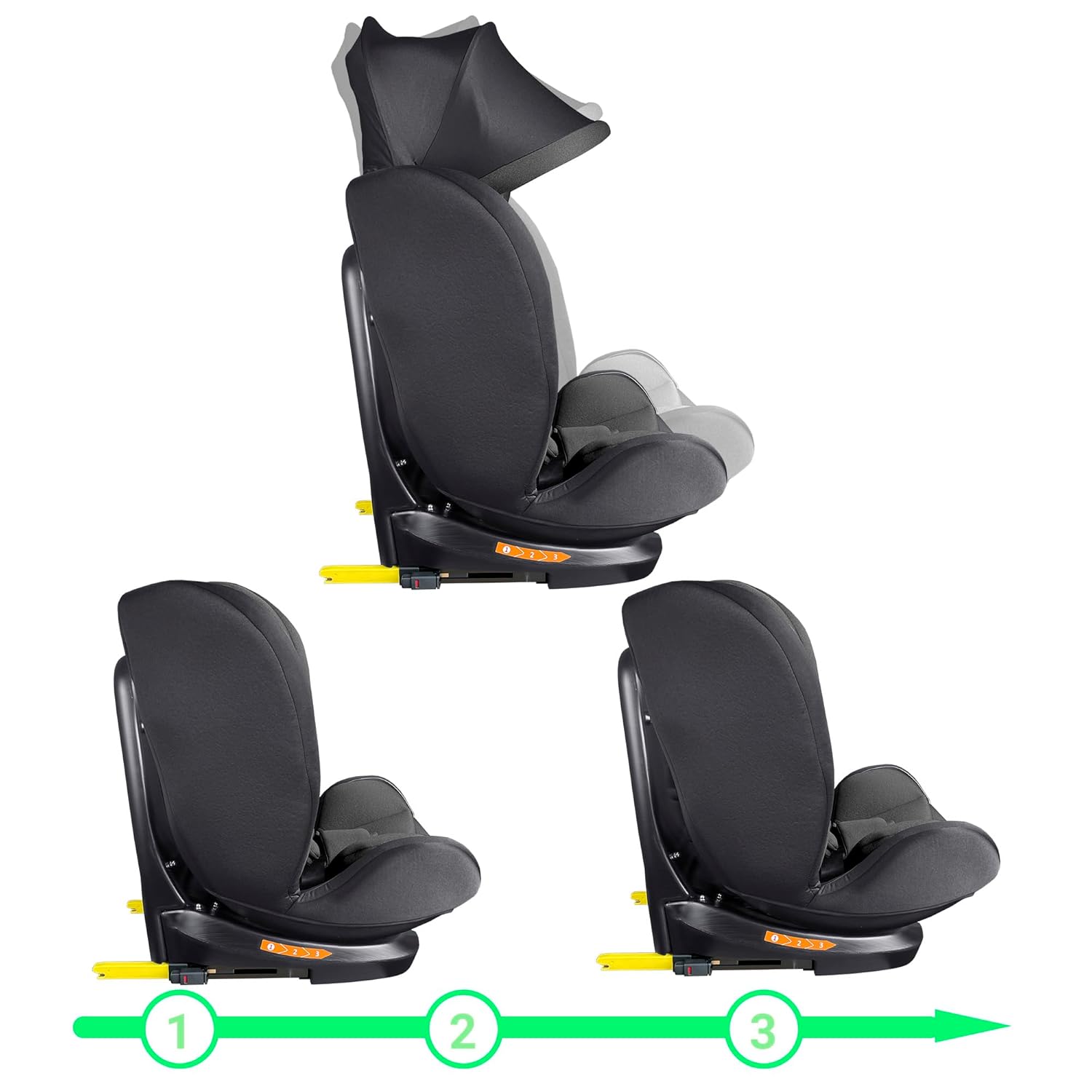 XOMAX XZ-16 Kindersitz drehbar 360° mit ISOFIX und Liegefunktion I mitwachsend I 0-36 kg, 0-12 Jahre, Gruppe 0/1/2/3 I 5-Punkt-Gurt und 3-Punkt-Gurt I Bezug abnehmbar, waschbar I ECE i-Size 129R