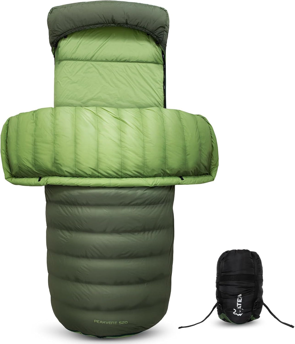 ATEPA Daunen Schlafsack Winter mit abnehmbare Decke, daunen Schlafsack XXL für 3-4 Jahreszeiten mit mattenbefestigung, Fußkasten, Zwei-Wege-Reißverschluss, Camping Outdoor