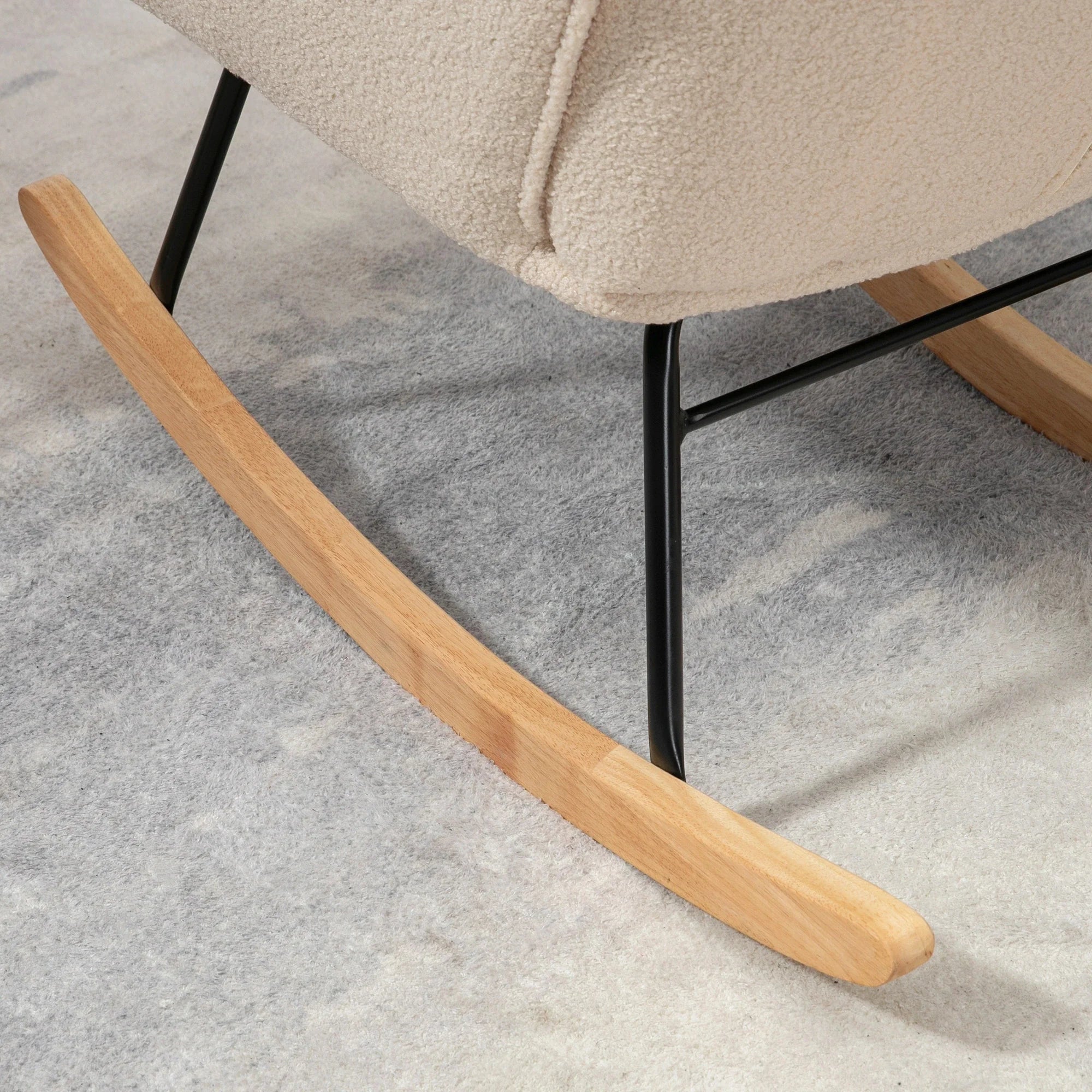 HOMCOM Sedia a Dondolo Poltrona Relax con Rivestimento in Pile Berber per Soggiorno