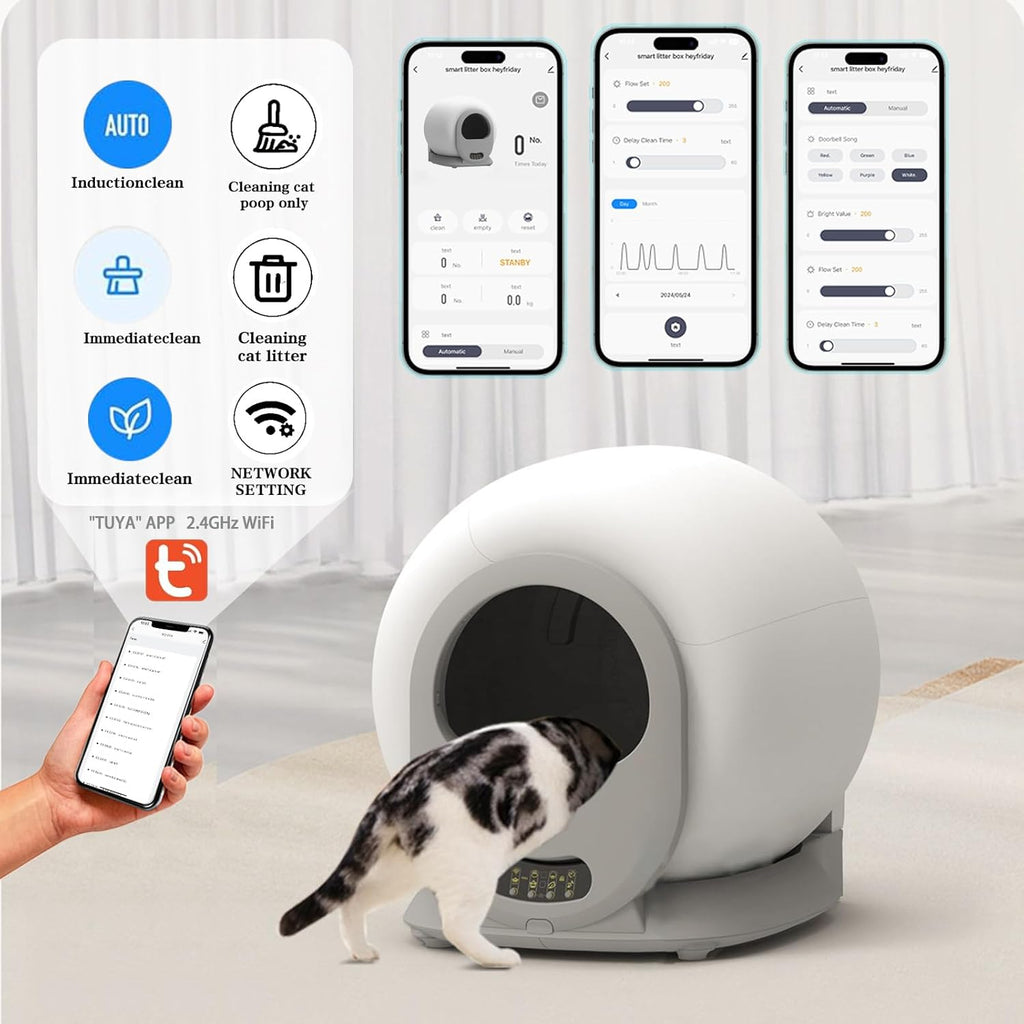 Lettiera Gatto Automatica Elettrica Cat Litter Box Selbstreinigende Automatisches Katzenklo XXL con APP Lettiera Elettrica Chiusa per Gatti di Taglia Grande (Tipo A)
