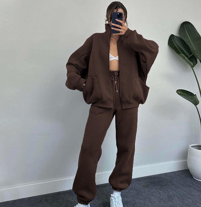 Set aus Reiverschlussjacke und Kordelzughose für Damen