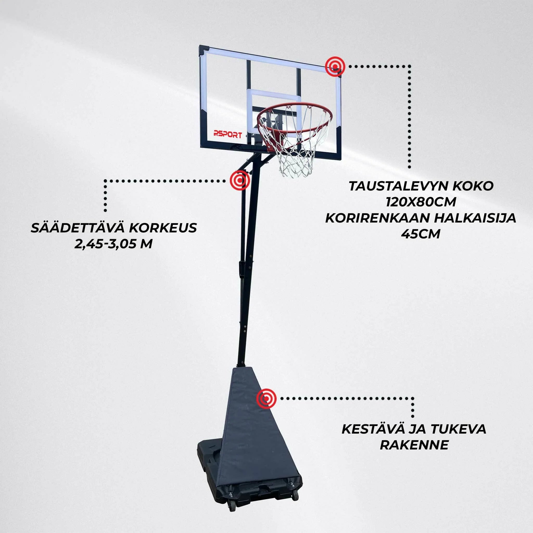 Canestro da basket ProSport Slam Dunk 2,45-3,05m