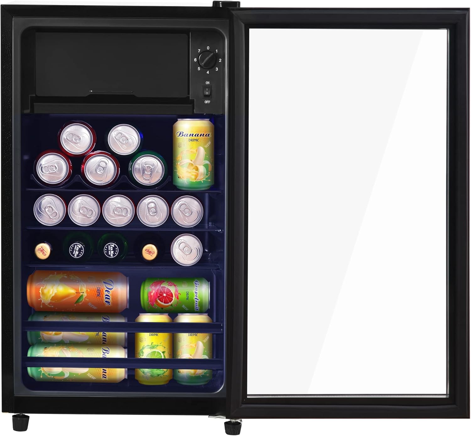 Frigorifero Merax 128L, Frigorifero da incasso per bevande con frigorifero da 120L + congelatore da 8L, con luce LED interna e ripiani regolabili, silenziosissimo per ristorante, bar, bevande e birra