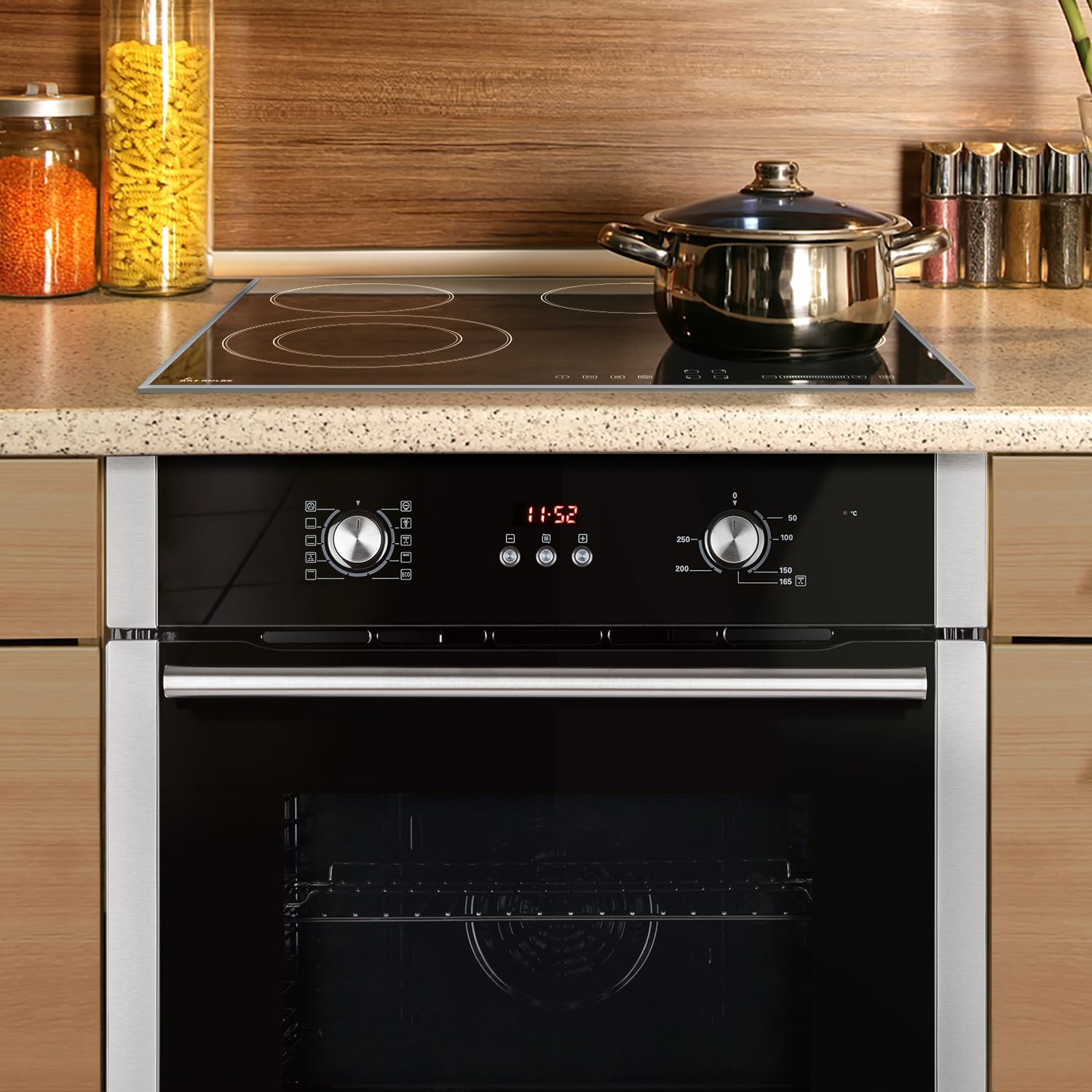 KKT KOLBE Autarkes Herdset | 60cm Einbaubackofen BO8805SS | 59cm Induktionskochfeld IH85900RL | Grill | Heißluft | Automatik-Timer | 2-fach Wärmeschutzverglasung | Kindersicherung | SET8805IH859RL