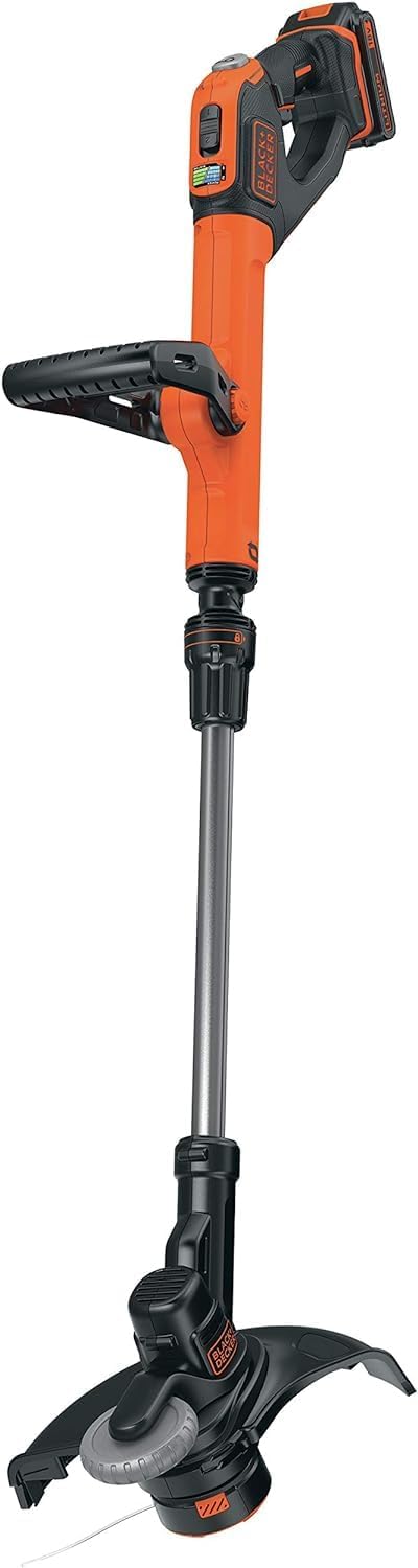 BLACK+DECKER Rasentrimmer mit Akku und Ladegerät Rasenkantenschneider Freischneider mit Fadenverlängerung auf Knopfdruck (18V 2,0Ah, 28 cm Schnittbreite) STC1820EPC