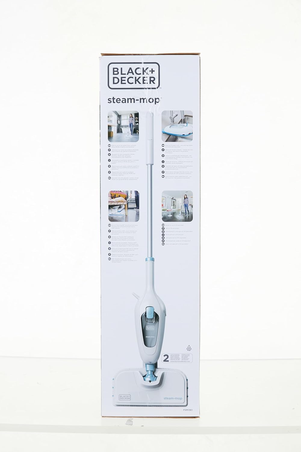 Black+Decker Scopa a vapore Steam Mop FSM13E1 da 1.300W (Pulitore a vapore per una pulizia igienica e profonda, manico e testa rimovibili, facile da usare, incl. 1 panno in microfibra)
