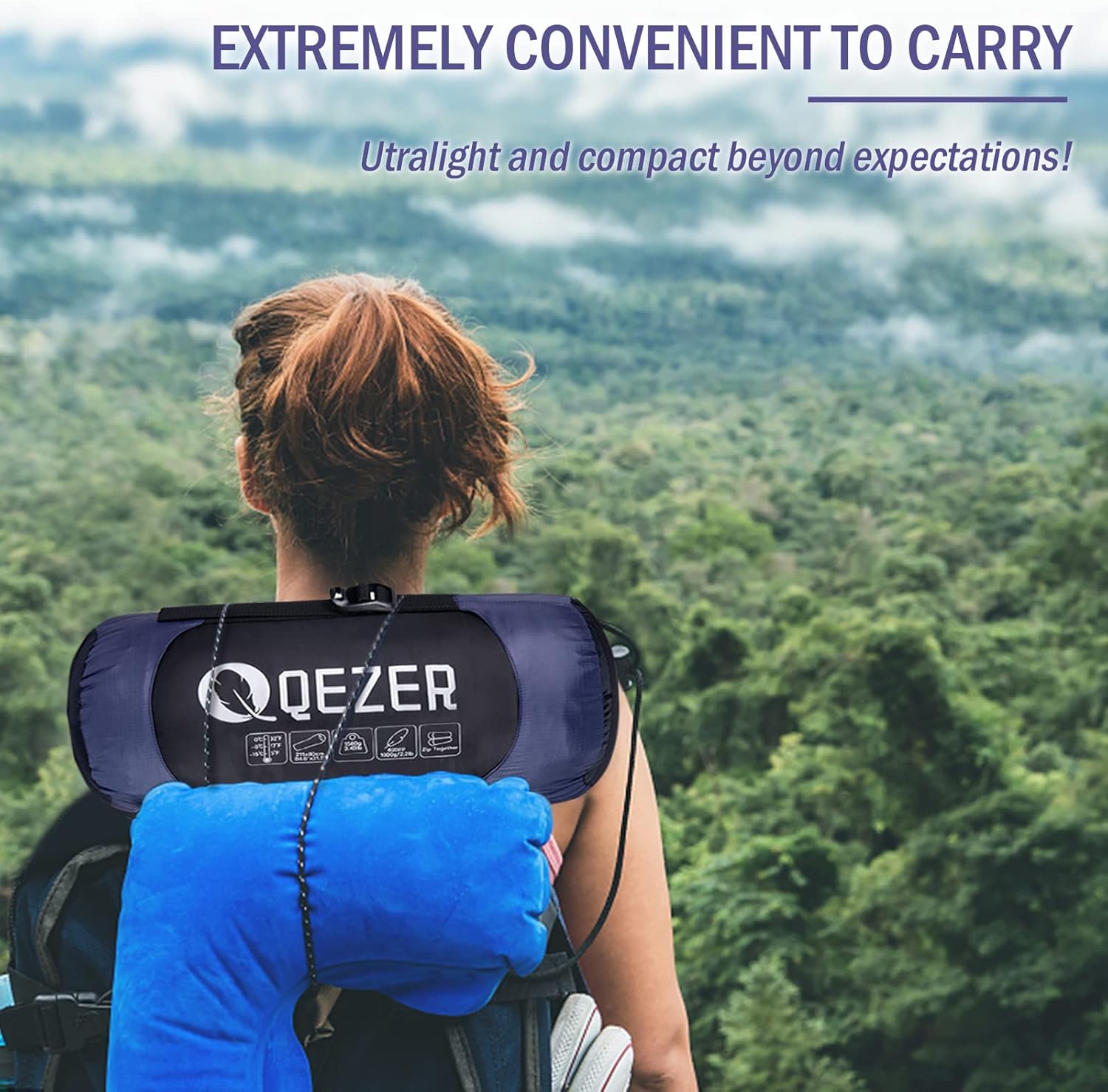 QEZER Daunenschlafsack Warmer Winter Schlafsack Outdoor -8°C bis -23°C 4 Jahreszeiten Mumienschlafsack für Erwachsener und Jugendliche Camping Outdoor und Indoor