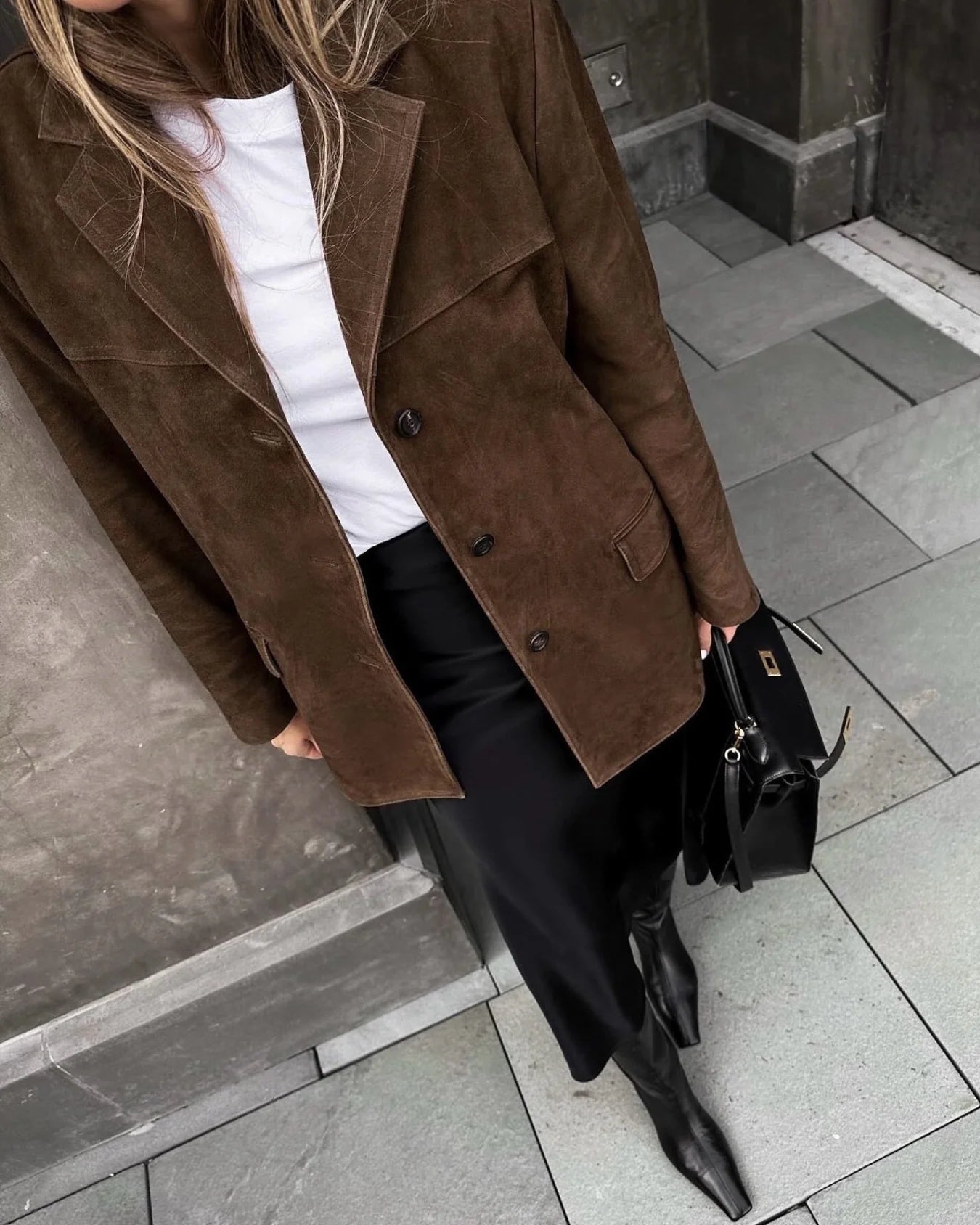 Blazer in pelle scamosciata