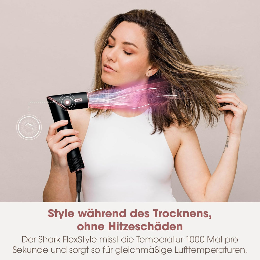 Shark FlexStyle Asciugacapelli e Styler con arricciacapelli automatico, nessun danno da calore estremo, più morbidezza e lucentezza