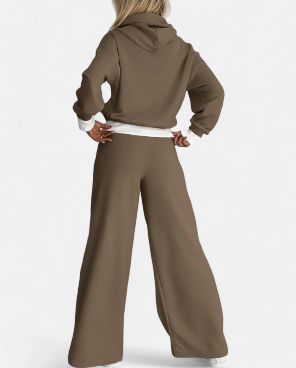 2-teiliges Set aus einem zweifarbigen Kapuzenpulli mit verstellbarem Kordelzug, passend zur Hose mit weitem Bein