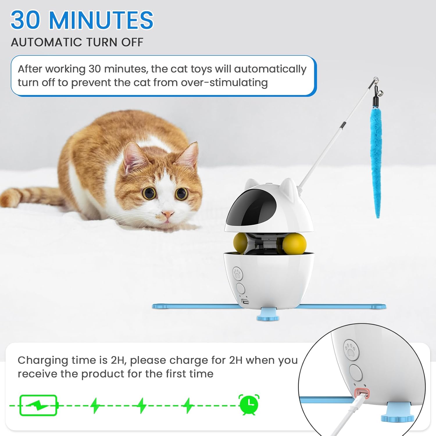 PETTOM Katzenspielzeug Selbstbeschftigung, 3-in-1 Katzenspielzeug Elektrisch Automatisch, Interaktives Spielzeug für Katzen USB Aufladbar