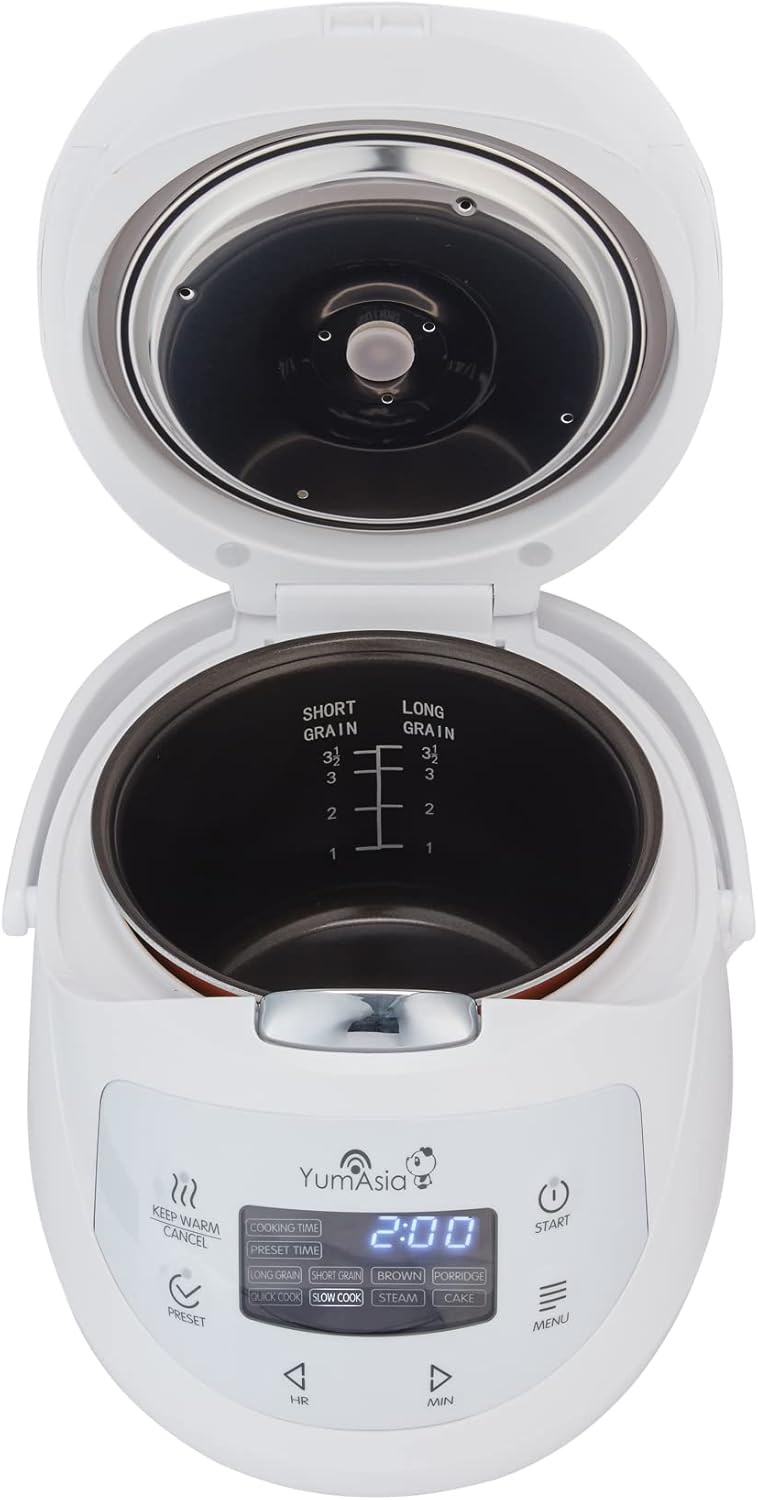 Yum Asia Panda Mini-Reiskocher mit Ninja-Keramikschüssel und Advanced Fuzzy Logic (3,5 Tassen, 0,63 Liter) 4 Reisfunktionen, 4 Multicooker-Funktion, 220–240V