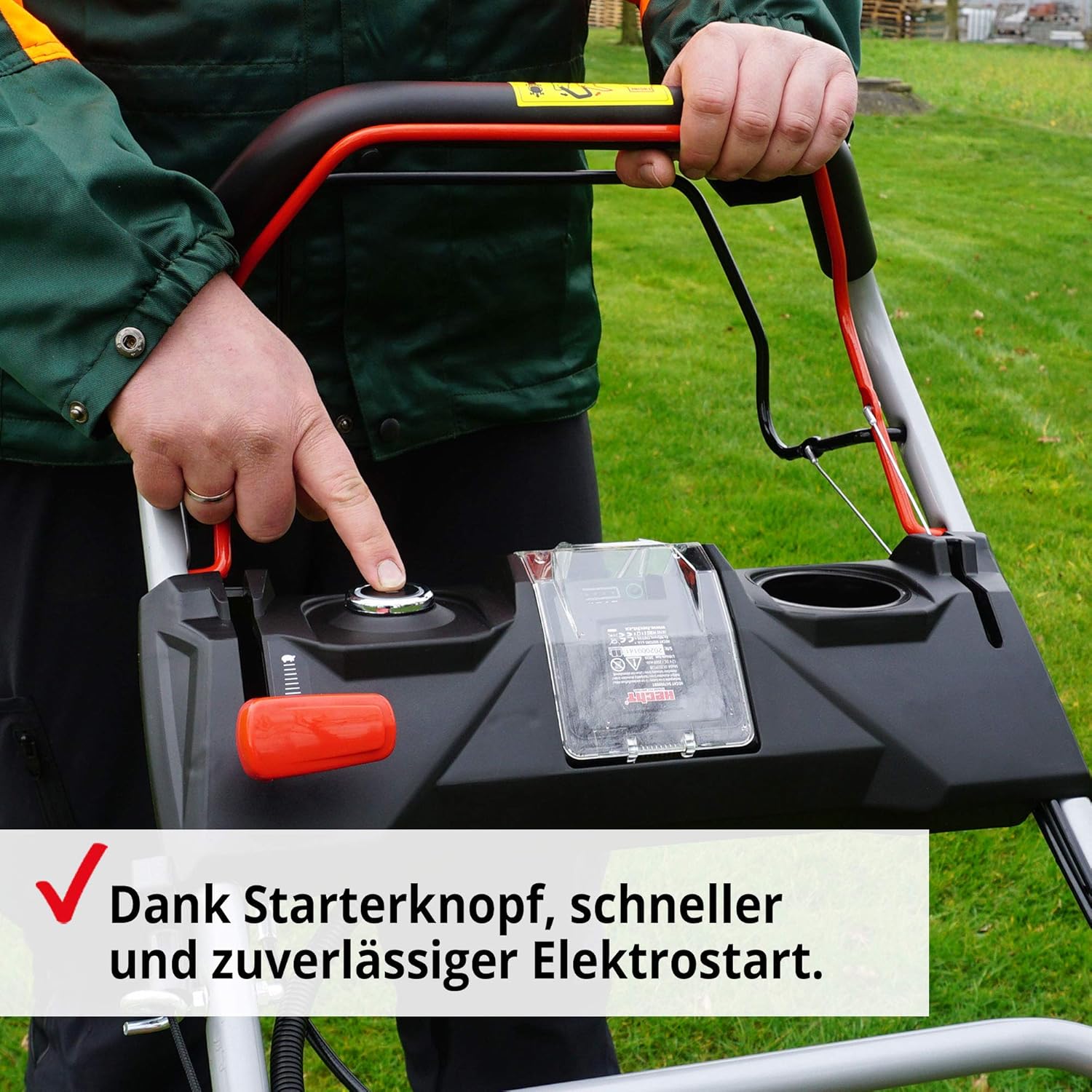 HECHT Rasaerba a benzina 5 in 1 – potente motore ecologico 4 tempi da 4,4 kW (6,0 CV) – avviamento elettrico – larghezza di taglio 53 cm – cesto di raccolta 75 l – trazione sulle ruote – ruote brevettate – tosaerba mulching
