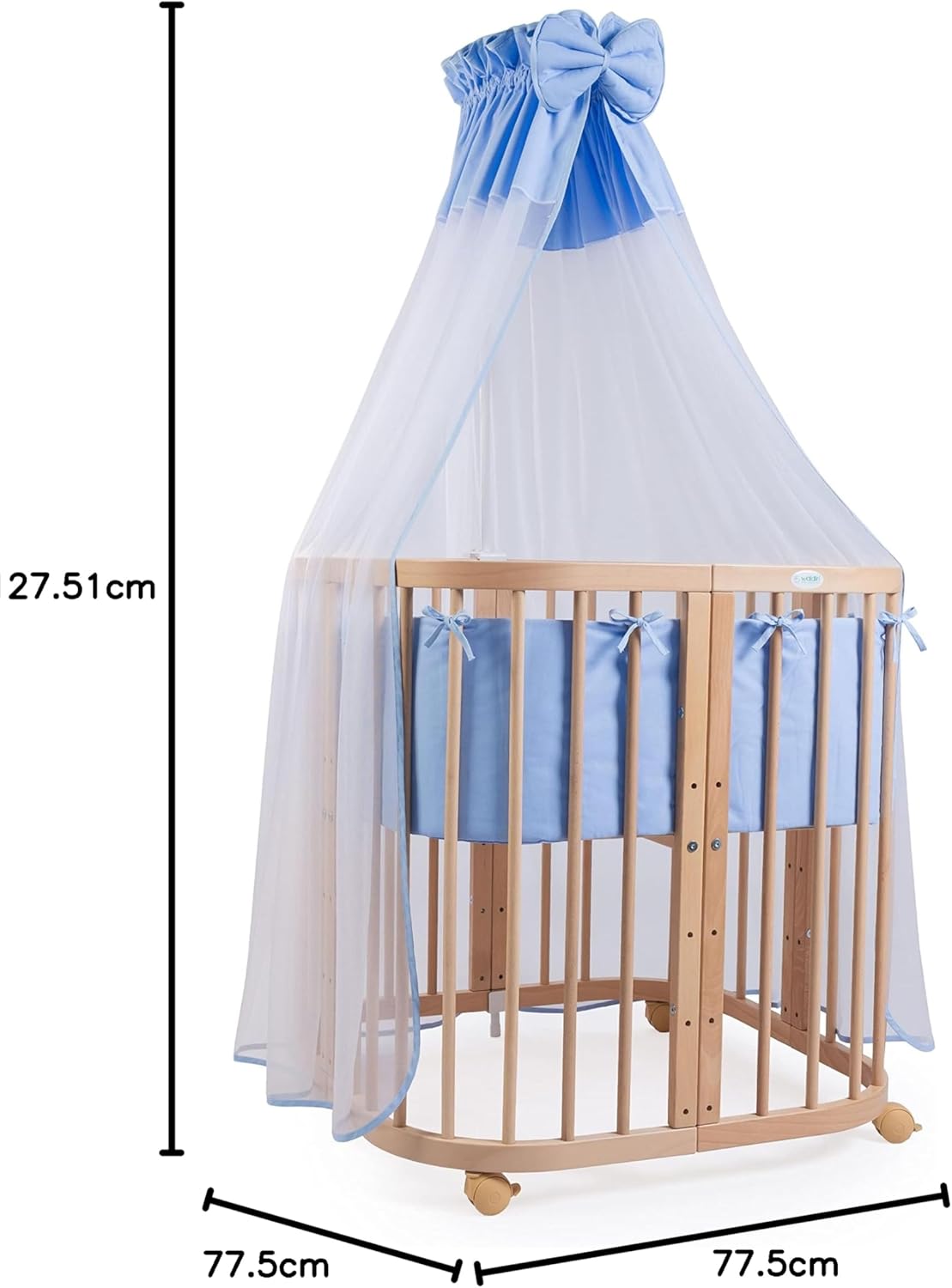 Waldin Lettino per bambini in legno 7in1 con materasso, Letto "Cresci con me", Ventilato, Base regolabile in 5 altezze, Set All-Inclusive, Legno Bianco
