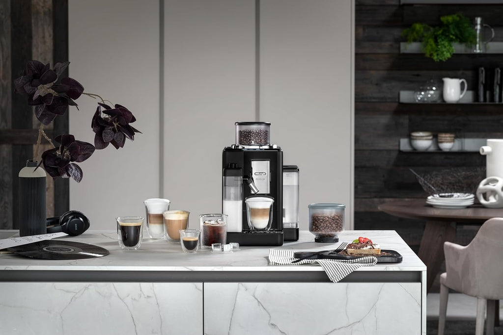De'Longhi Rivelia EXAM440.55.W Macchina da Caffè Automatica con Sistema LatteCrema, Contenitore chicchi intercambiabile, 16 bevande caffè e latte con un solo tocco, Funzione Extra Shot, Display Touch da 3,5 pollici, Bianco