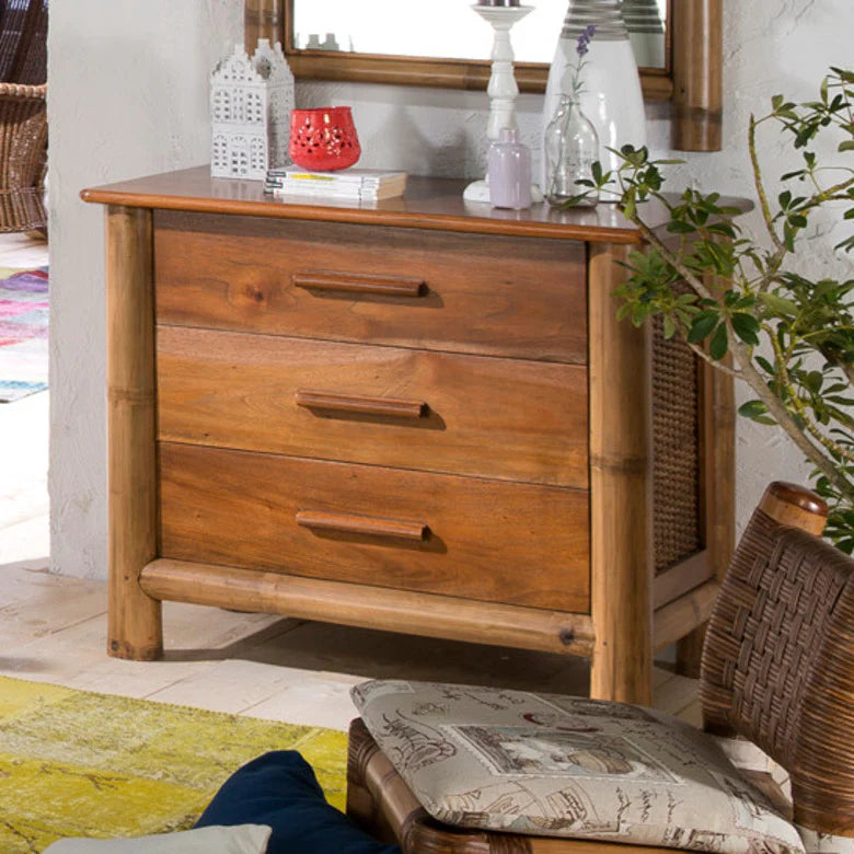 Credenza coloniale 3 cassetti TROPICANA Miele Antico