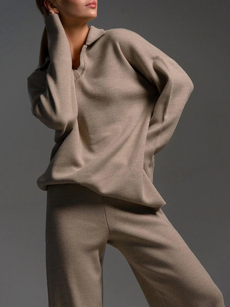 Langrmeliges Poloshirt und Hose für Damen