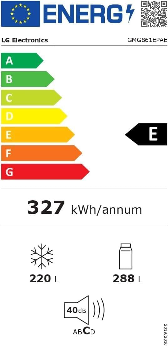 LG GMG861EPAE InstaView SLIM Multi-Door, Classe E, 508 L, Frigorifero Combinato, Erogatore di acqua, ghiaccio e ghiaccio tritato con UVnano, Total NoFrost, Compressore Smart Inverter, Wi-Fi, Colore Nero Opaco