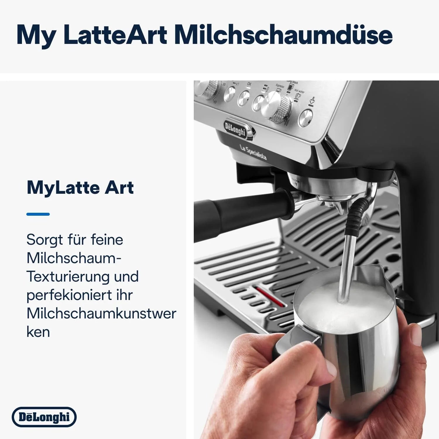 De'Longhi La Specialista Arte EC9155.MB Macchina da caffè espresso con macinacaffè, 8 impostazioni di macinatura, 15 bar, 3 temperature, lancia vapore, 1300 W, serbatoio da 1,5 l, acciaio inossidabile/nero con Barista-Kit