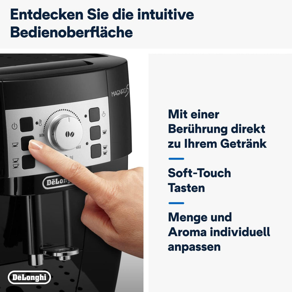 De'Longhi Magnifica Start ECAM222.60.BG, Macchina da Caffè Automatica con Sistema LatteCrema per Cappuccino Automatico, 4 Tasti di Selezione Diretta, Pannello di Controllo Soft-Touch, Funzione x2, 1450W, Nero/Grigio