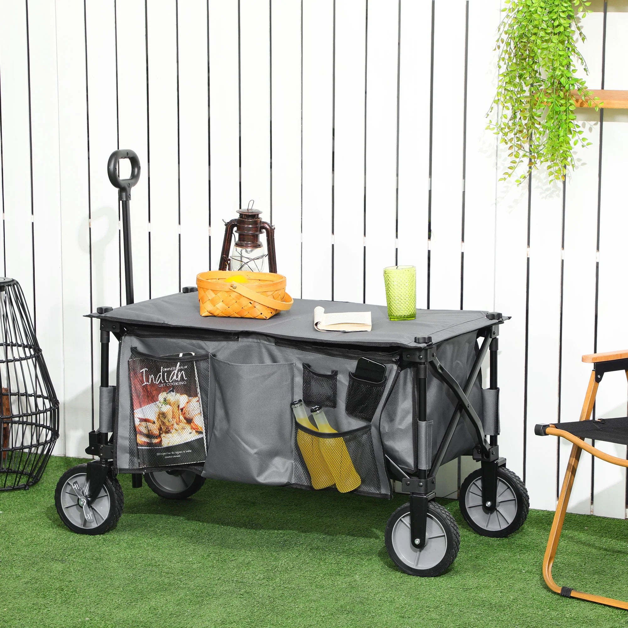 Outsunny Carrello pieghevole ad altezza regolabile per il trasporto