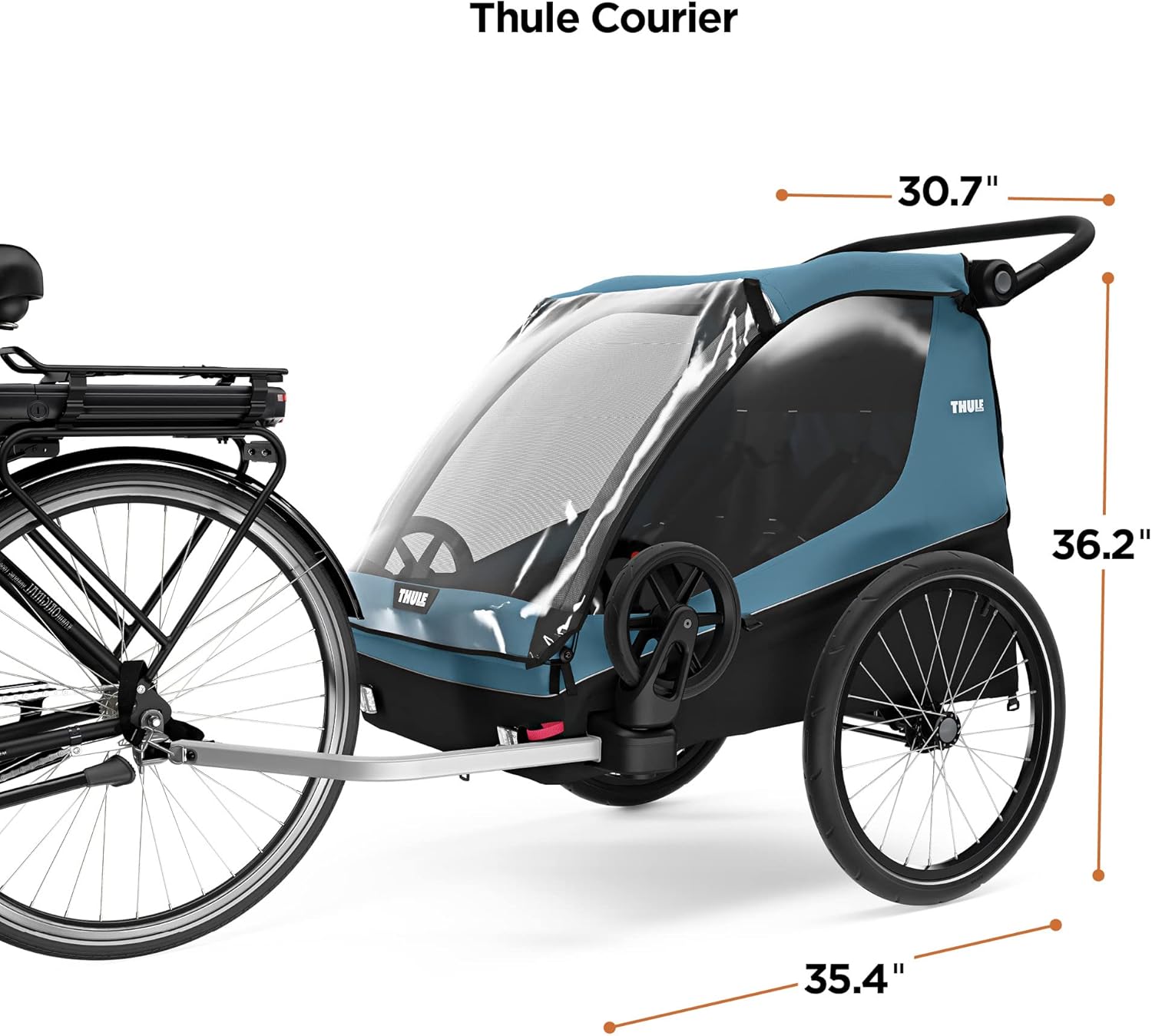 Rimorchio per bicicletta Thule Courier Dog, Rimorchio per bicicletta per 2 bambini blu egeo taglia unica
