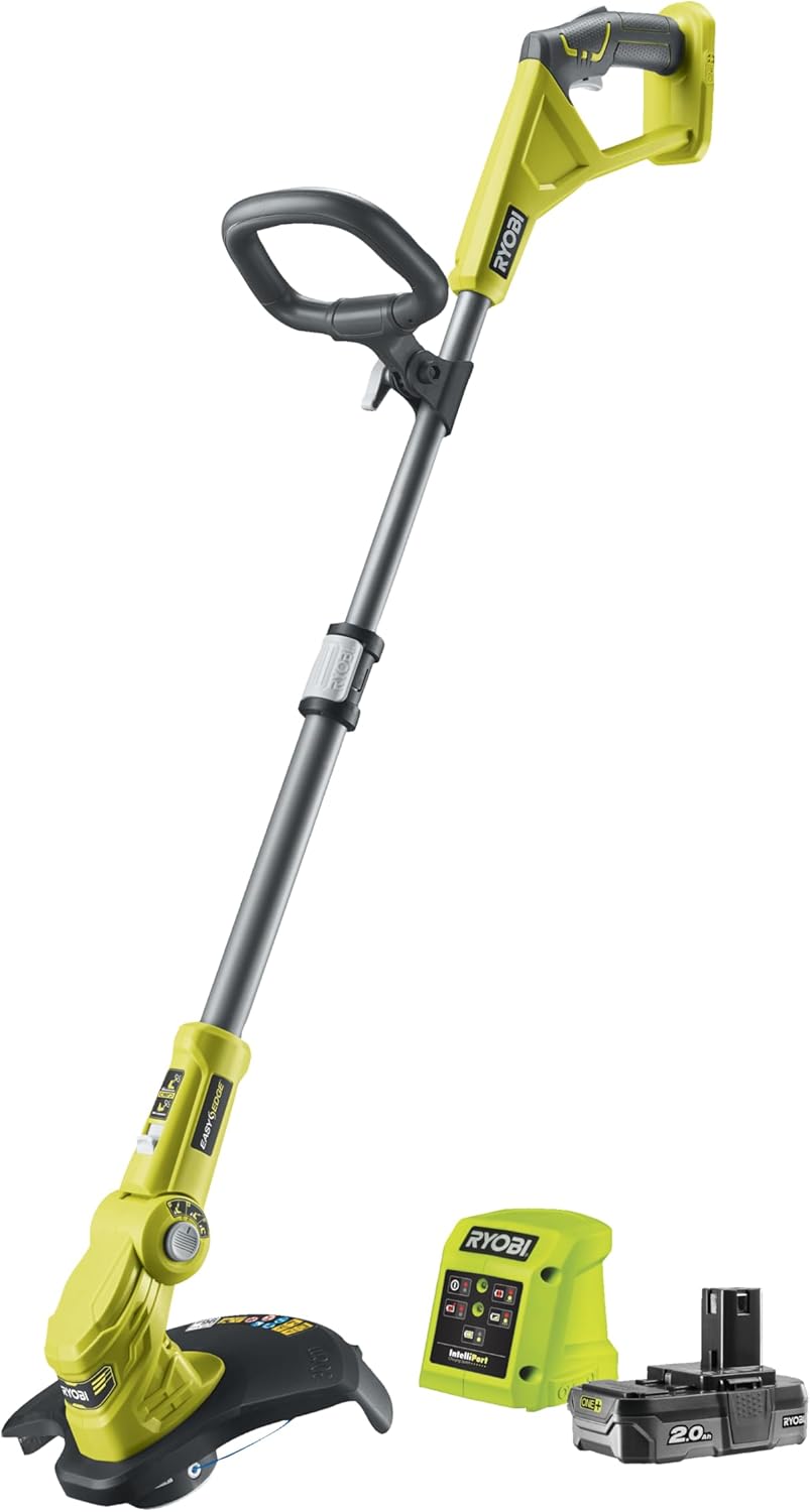 RYOBI 18 V ONE+ Akku-Rasentrimmer mit Radführung RY18LT33A-0 (33 cm Kantenschneidefunktion mit Fußsteuerung, Ø Fadenspule 1 x 1,65 mm, ohne Akku und Ladegerät)